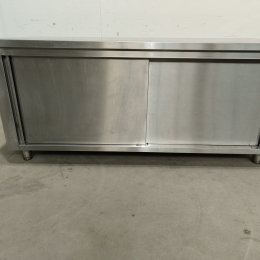 Stainless steel work table cabinet - 180x70x82 cm
